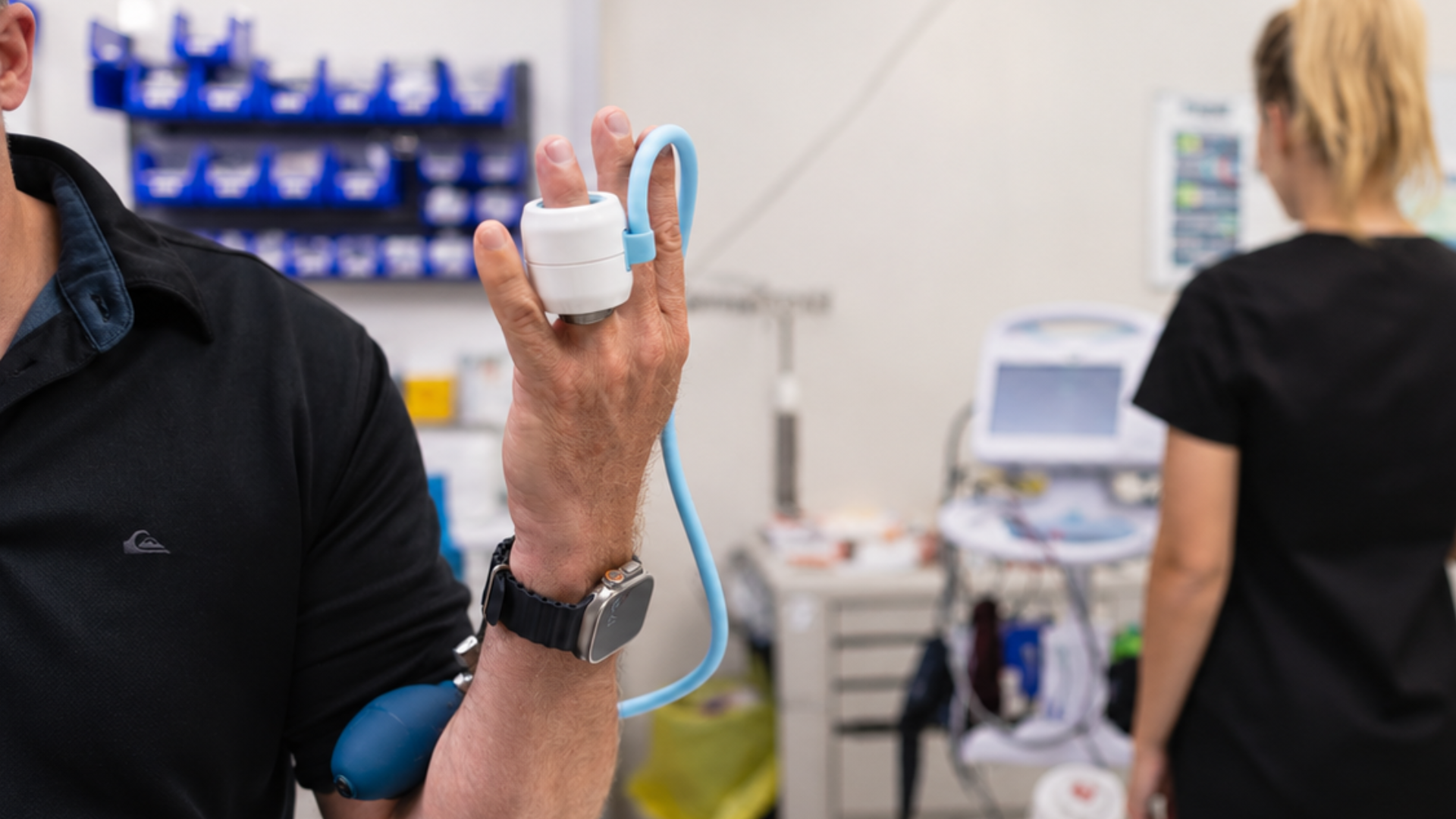 Ring Rescue Compression Device being used on a finger